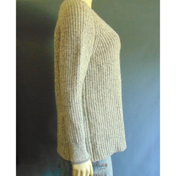 Rag & Bone Gray Marled Cotton Wool V-Neck Chunky Pullover Sweater Sm - Picture 5 of 8